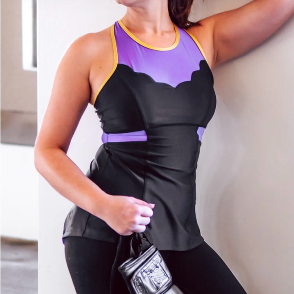 Women's Black and Purple Tank Top